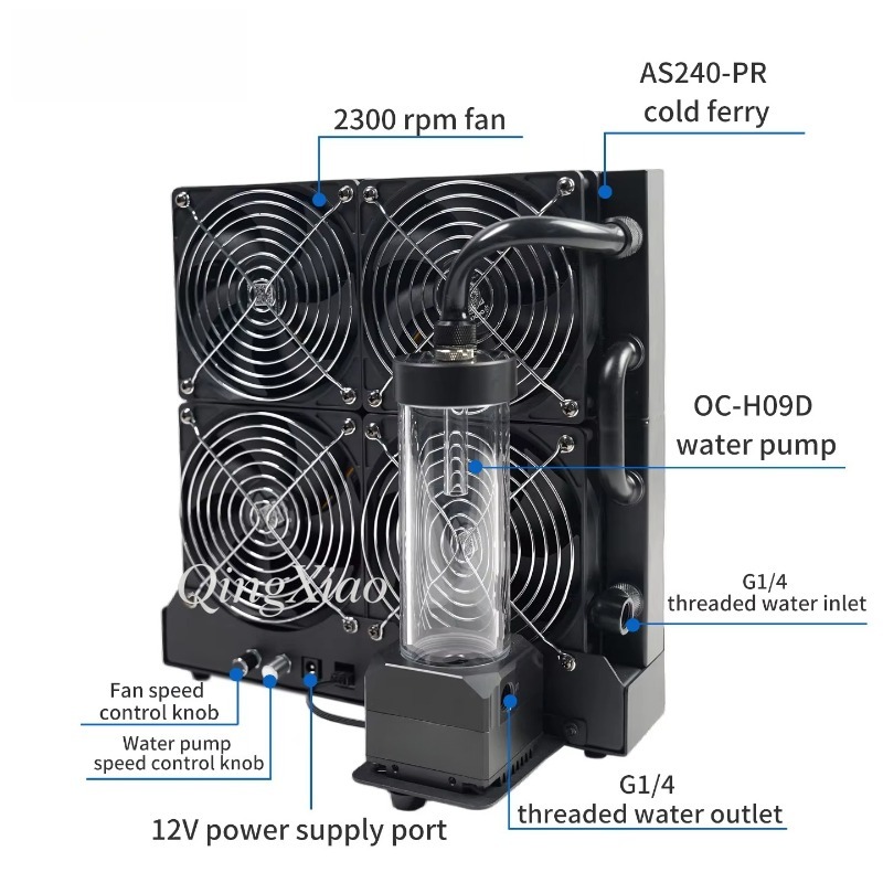 4 Fan Radiator Pump And Water  - External Radiator Water Cooling Kit ulasan dan harga